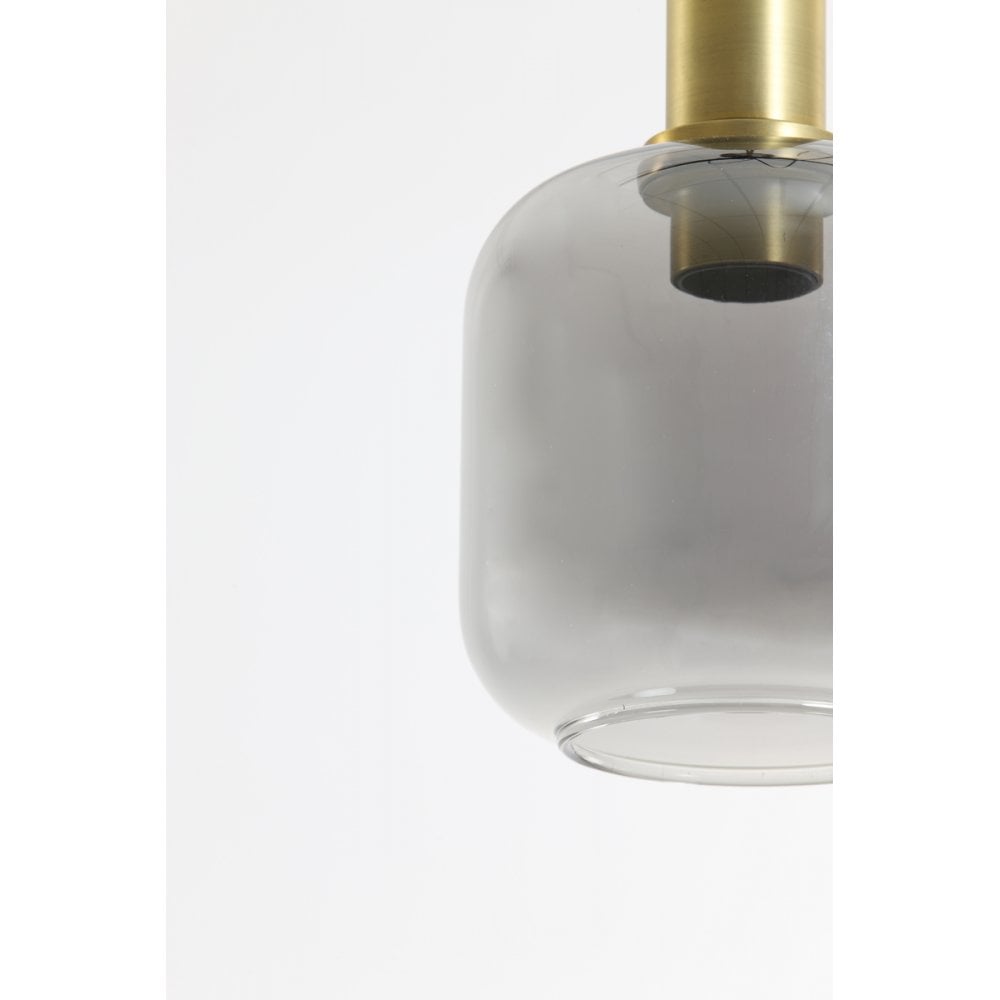 Antique Bronze Pendant Lamp with Smoked Glass - 21x35.5cm