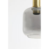 Antique Bronze Pendant Lamp with Smoked Glass - 21x35.5cm