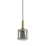 Antique Bronze & Smoked Glass Pendant Light 16x26cm