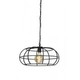 Imelda Matte Black Round Metal Pendant Lamp 53x28cm