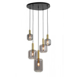 Elegant Antique Bronze and Smoked Glass 5-Light Chandelier | 66x80cm