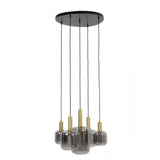 Elegant Antique Bronze and Smoked Glass 5-Light Chandelier | 66x80cm
