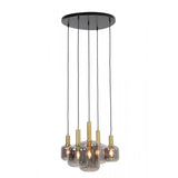 Elegant Antique Bronze and Smoked Glass 5-Light Chandelier | 66x80cm