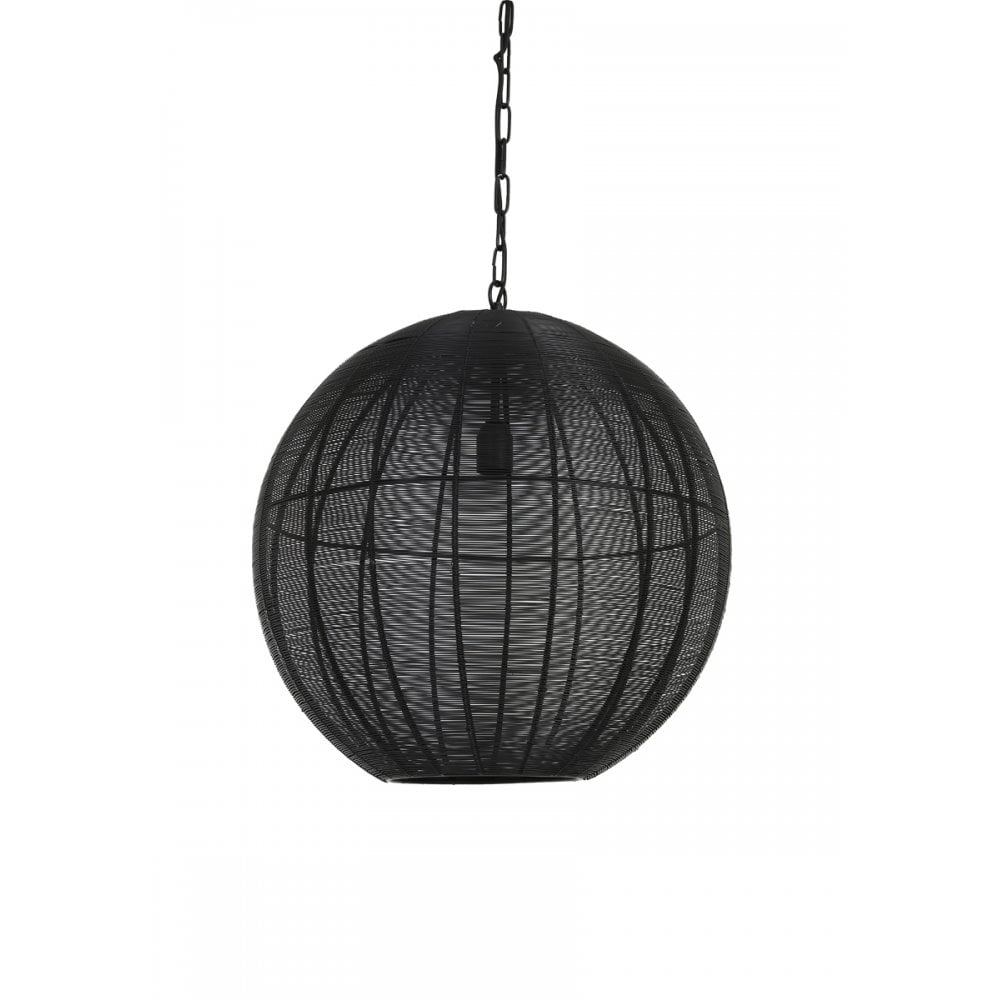 Sleek Round Matt Black Metal Pendant Lamp 50x54cm