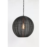 Sleek Round Matt Black Metal Pendant Lamp 50x54cm