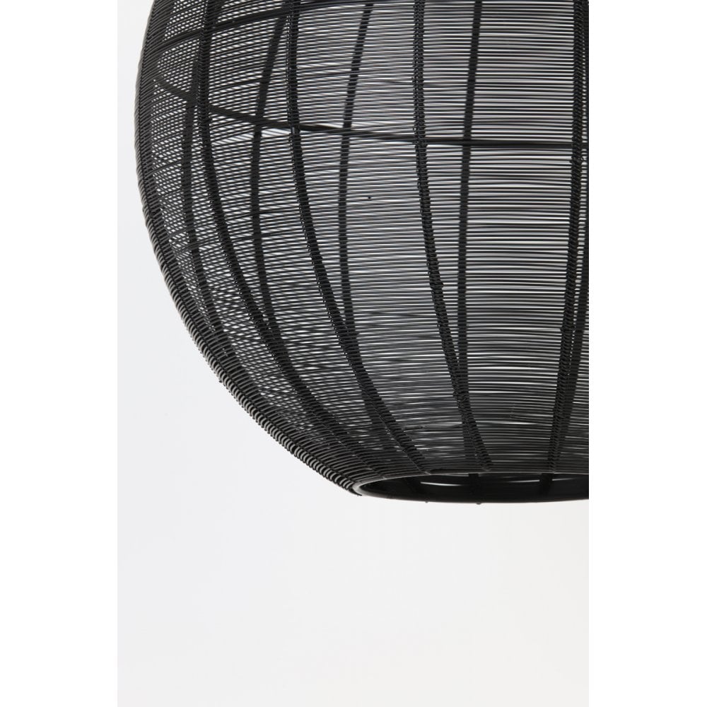 Sleek Round Matt Black Metal Pendant Lamp 50x54cm