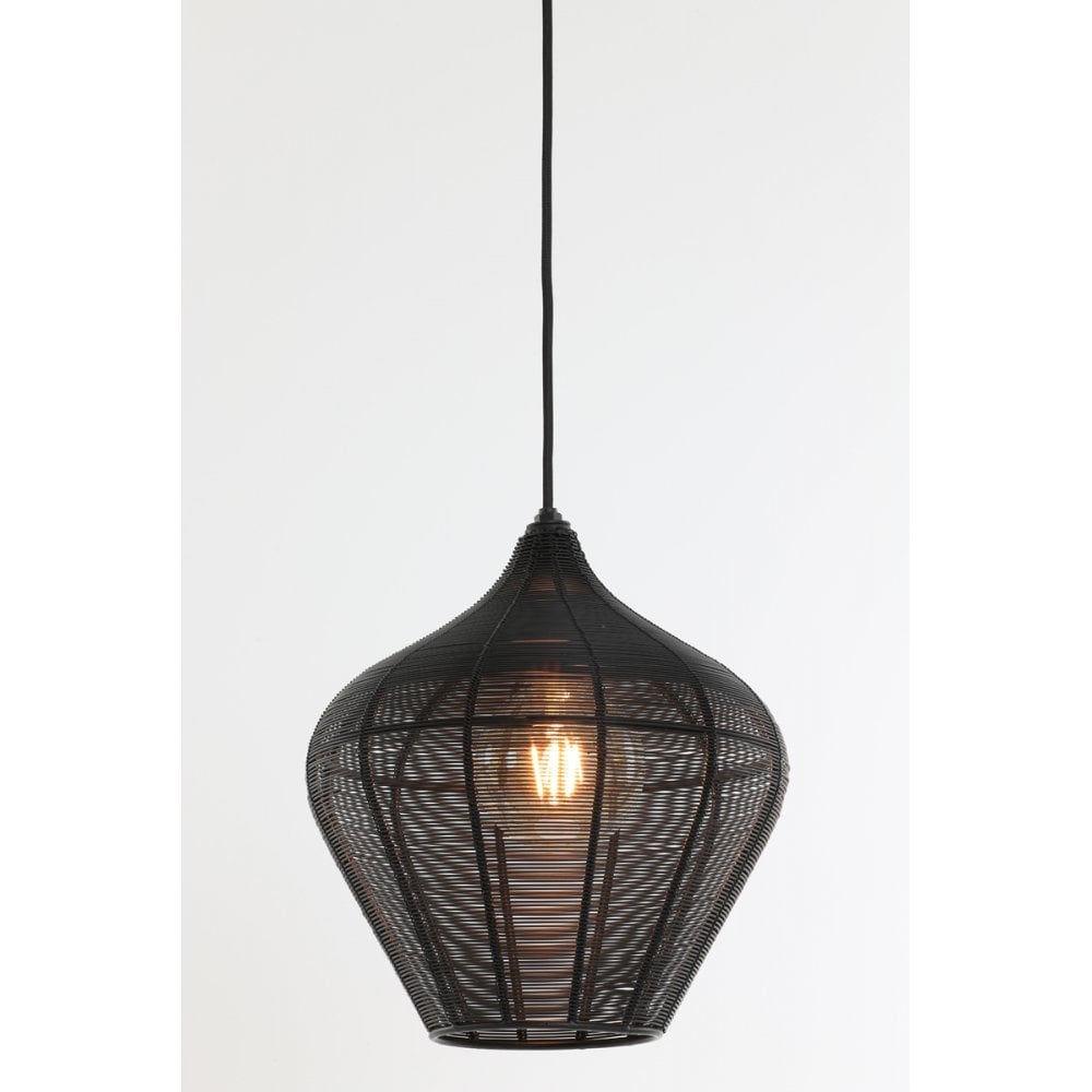 Alvaro Matte Black Round Metal Pendant Lamp