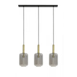 Elegant Trio of Bronze and Smoked Glass Pendant Lights, 100x22x32cm, Lekar
