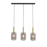Elegant Trio of Bronze and Smoked Glass Pendant Lights, 100x22x32cm, Lekar