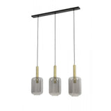 Elegant Trio of Bronze and Smoked Glass Pendant Lights, 100x22x32cm, Lekar