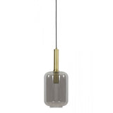 Antique Brass & Smoked Glass Pendant Light 22x32cm