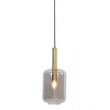 Antique Brass & Smoked Glass Pendant Light 22x32cm