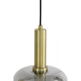 Antique Brass & Smoked Glass Pendant Light 22x32cm