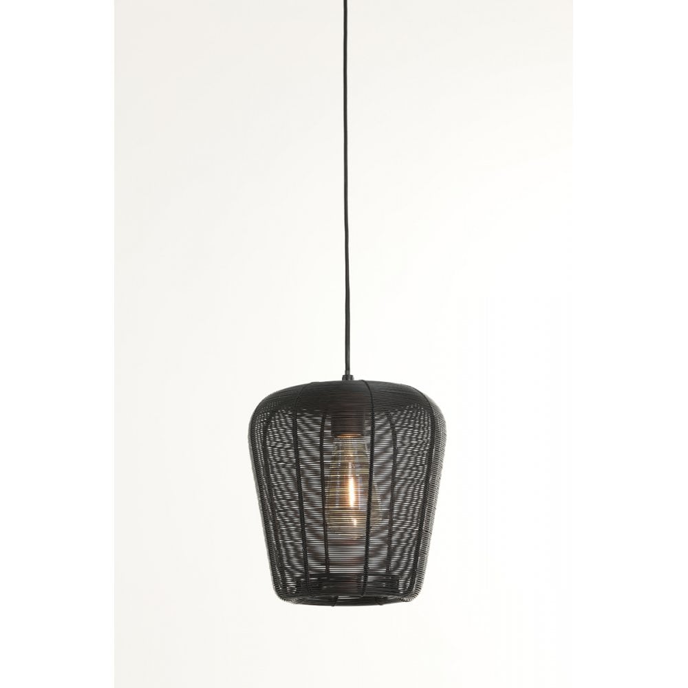 Sleek Black Metal Pendant Lamp 23x25cm