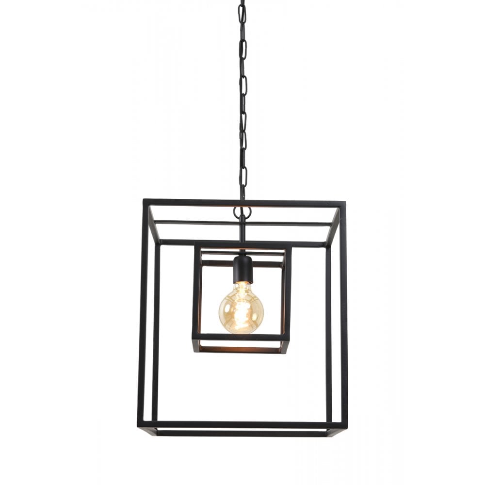 Matte Black Square Hanging Lamp - 40x40x44cm Kyvos Design