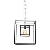 Matte Black Square Hanging Lamp - 40x40x44cm Kyvos Design