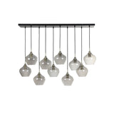 Vintage Bronze Smoky Glass Rectangle Hanging Lamp 10-Light 124x35x60cm