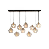 Vintage Bronze Smoky Glass Rectangle Hanging Lamp 10-Light 124x35x60cm