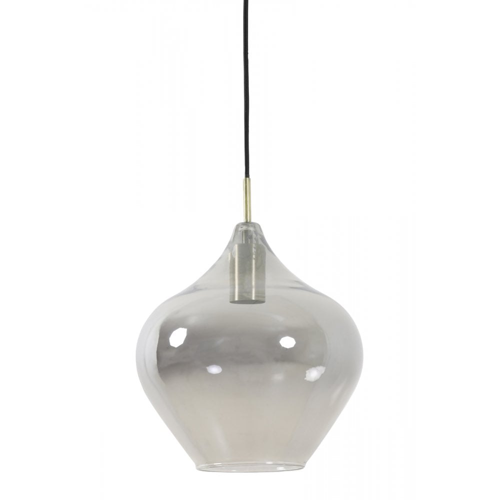 Rakel Antique Bronze + Smoked Glass Hanging Lamp 27x29.5cm