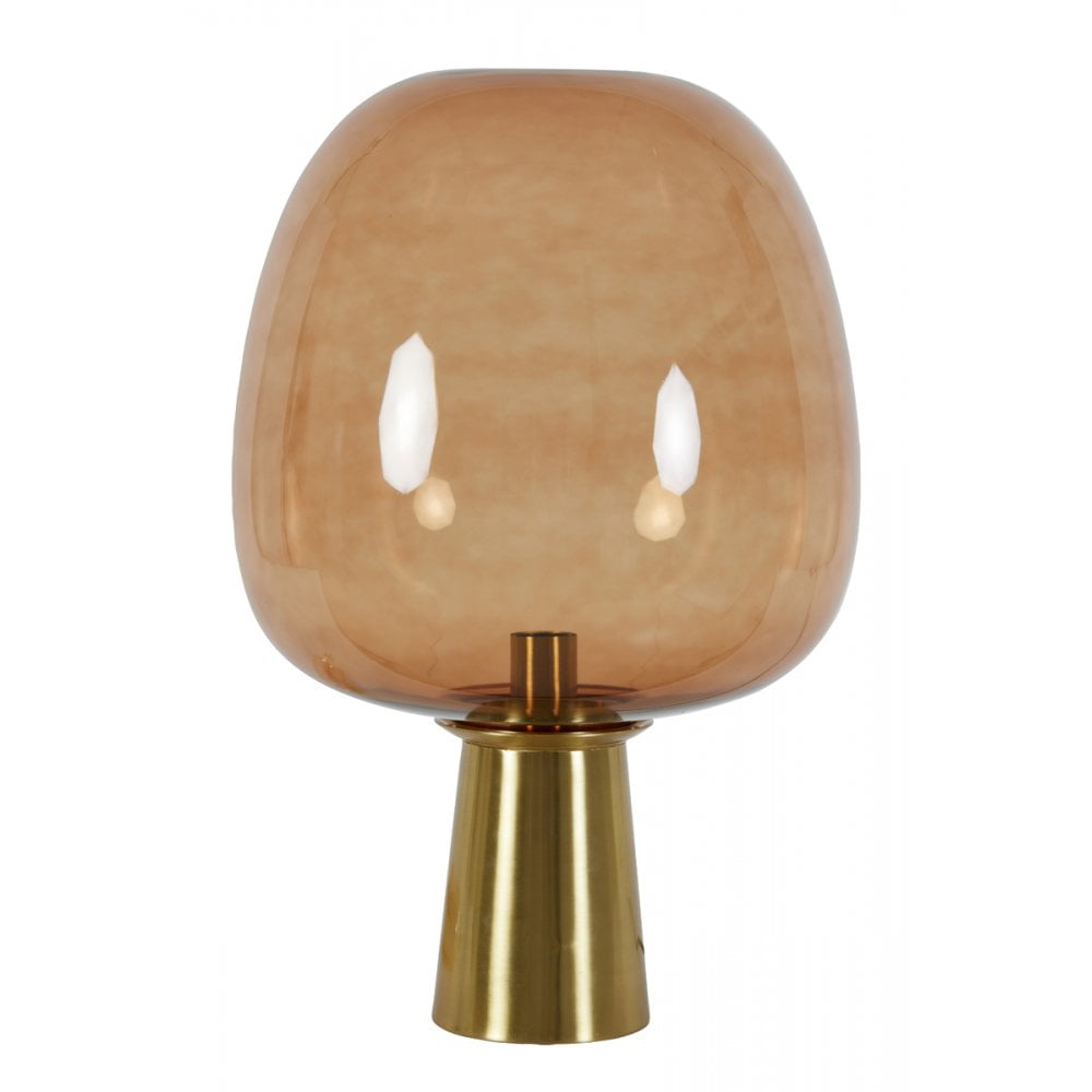 Elegant Bronze and Glass Round Table Lamp, 40x59cm, Brown