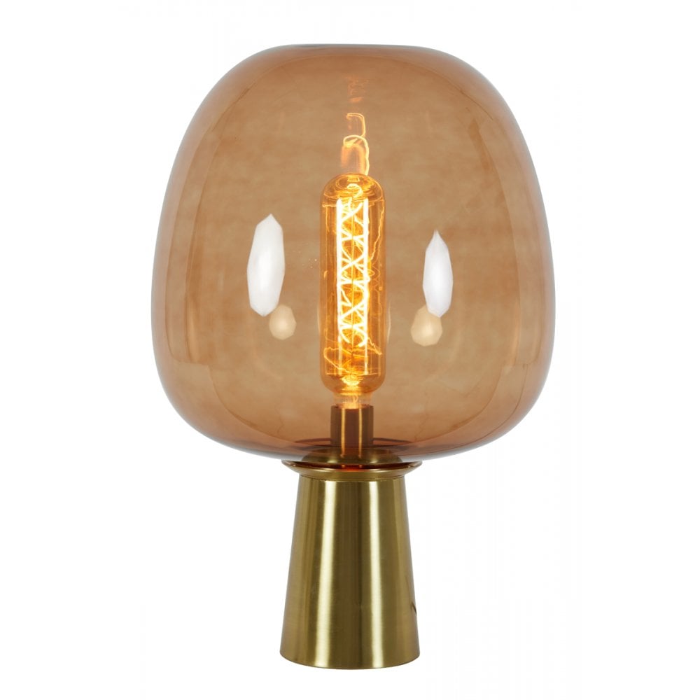 Elegant Bronze and Glass Round Table Lamp, 40x59cm, Brown