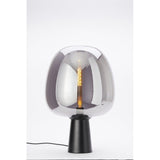 Elegant Smoke Glass Table Lamp, 40x59cm, Matte Black Finish