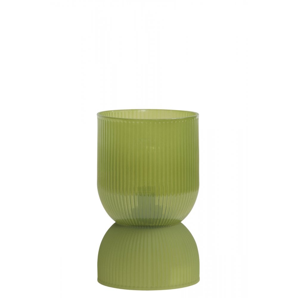 LED Glass Table Lamp in Olive Green - 12x19.5cm