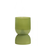 LED Glass Table Lamp in Olive Green - 12x19.5cm
