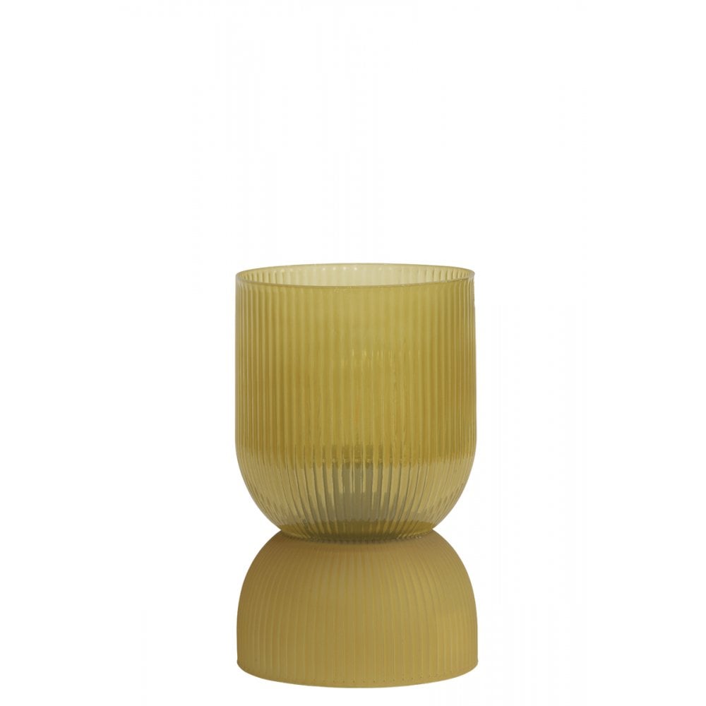 Round Ocher Yellow Glass LED Table Lamp (12x19.5cm)