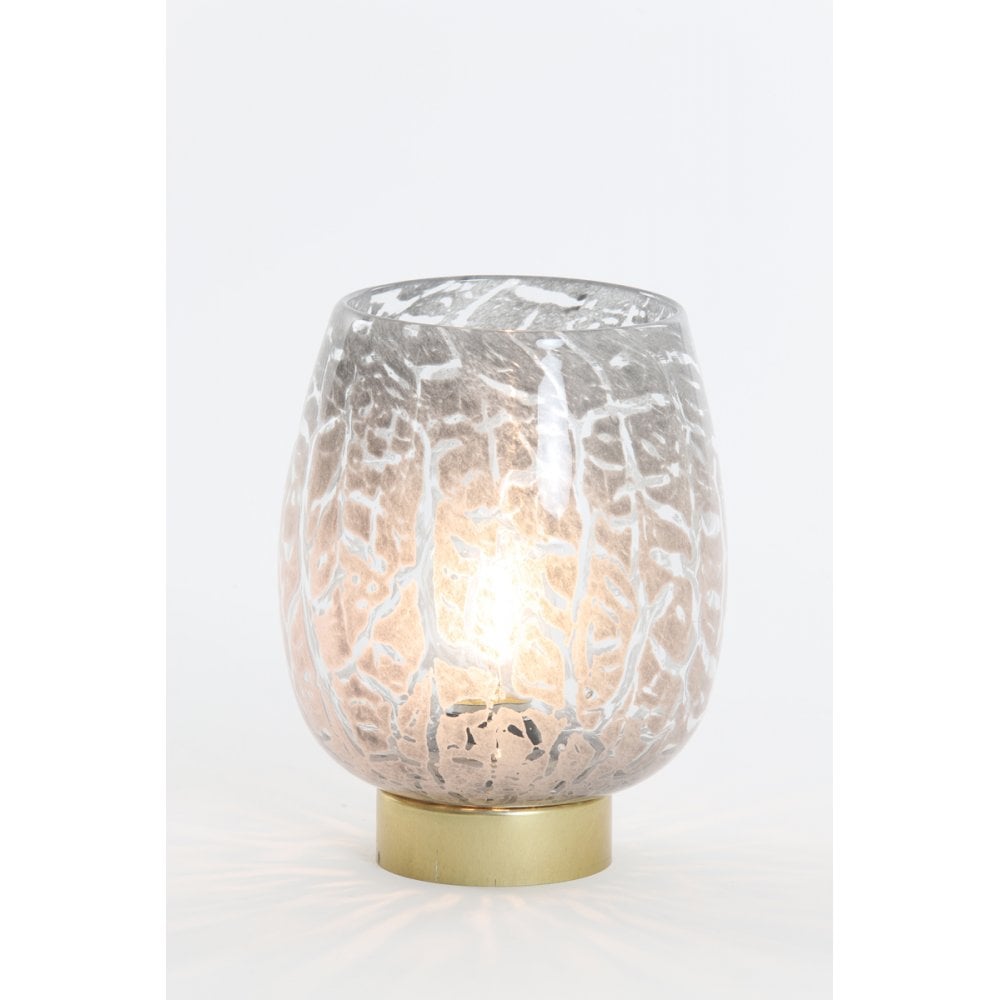 Sylas Elegance: Round Glass LED Table Lamp in Grey and Bronze