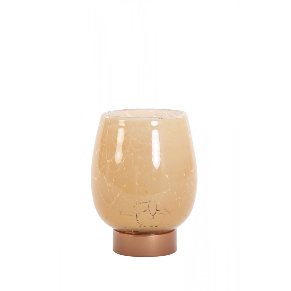 Sylas Caramel and Copper LED Glass Table Lamp - 13x17cm