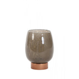 Elegant Glass LED Table Lamp in Brown with Copper Accents (13x17cm)