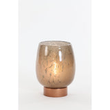 Elegant Glass LED Table Lamp in Brown with Copper Accents (13x17cm)