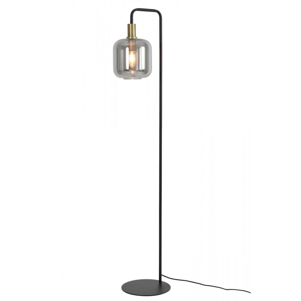 Antique Bronze Lekar Floor Lamp with Smoked Glass, 28x155cm