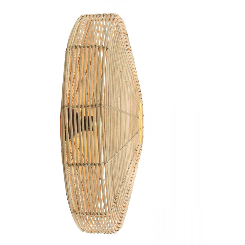 Handcrafted Natural Rattan Wall Lamp - Round, 60x21cm