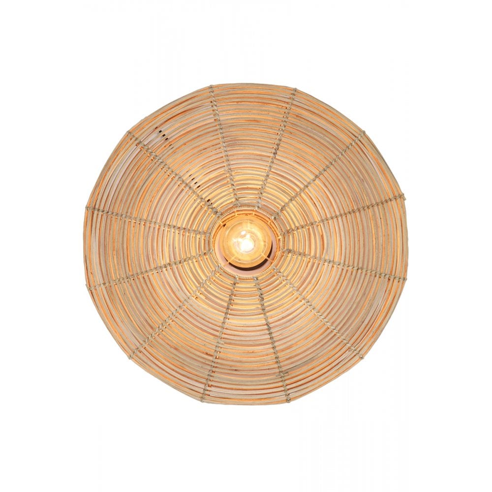Handcrafted Natural Rattan Wall Lamp - Round, 60x21cm
