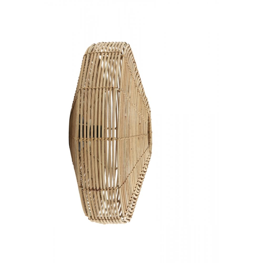 Natural Rattan Round Wall Sconce - 51x21cm