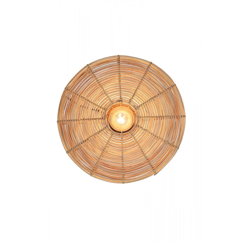 Natural Rattan Round Wall Sconce - 51x21cm