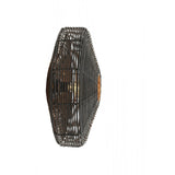 Dark Brown Mataka Rattan Round Wall Lamp (51x21cm)