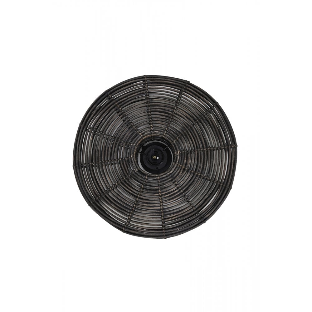 Dark Brown Mataka Rattan Round Wall Lamp (51x21cm)