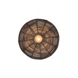Dark Brown Mataka Rattan Round Wall Lamp (51x21cm)