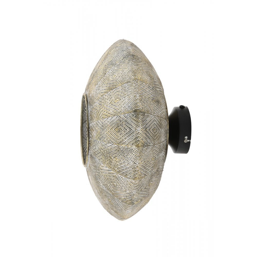 Elegance of Lavello: Antique Gold-White Round Wall Lamp 37.5x22cm
