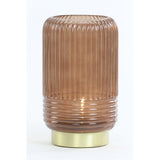 Elegant LED Glass Table Lamp in Rich Dark Brown - 16x26.5cm