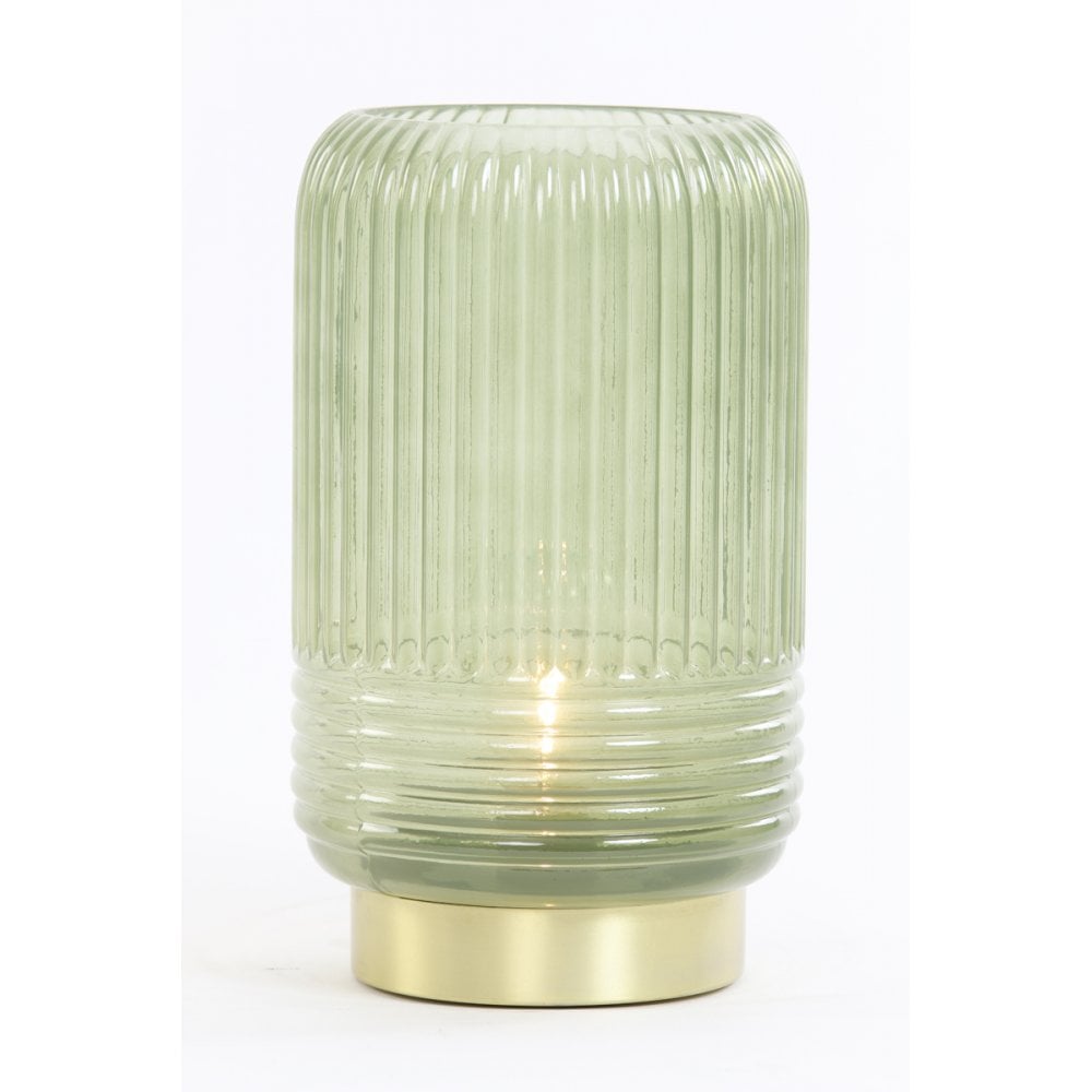 Emerald Glow LED Glass Table Lamp 16x26.5cm