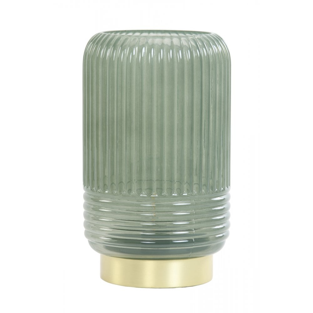 LED Glass Table Lamp - Lipa Collection, Grey Green, 16x27.5cm