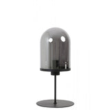 Elegant Maverick Matte Black & Smoked Glass Table Lamp - 22x50cm