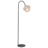 Elegant Matt Black and Smoked Glass Floor Lamp - 45x28x160cm