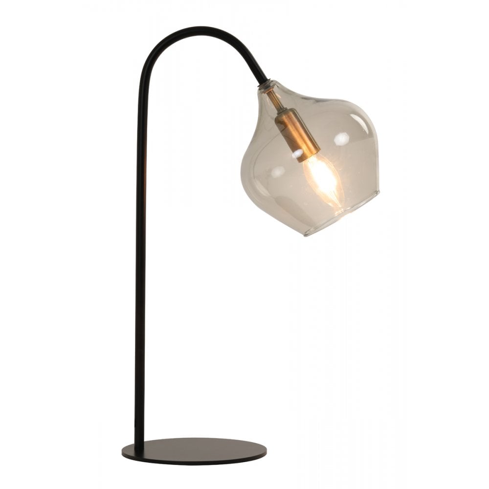 Rakel Matte Black & Smoked Glass Table Lamp 28x17x50.5cm, E14 Fitting