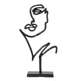 Abstract Face Sculpture - Matte Black Metal Decor