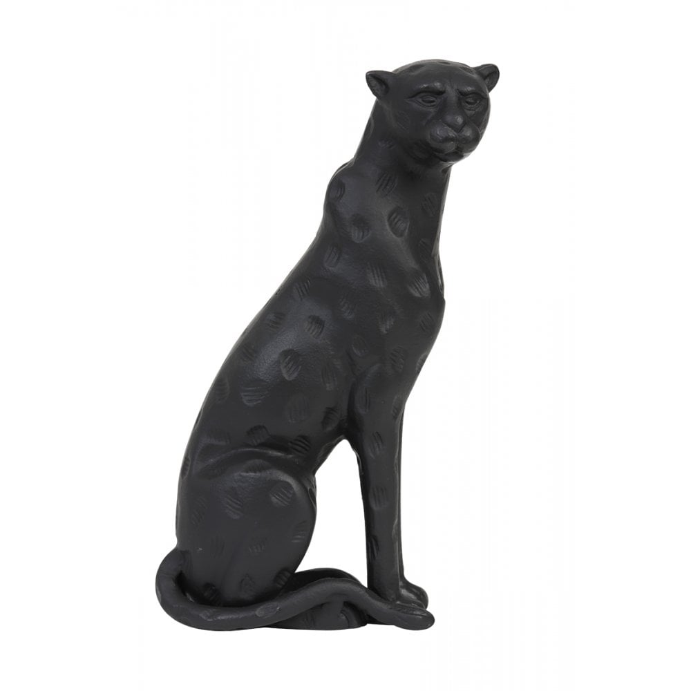 Sleek Black Leopard Metal Ornament - Tall 30cm Decor Piece